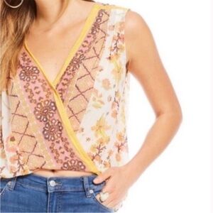 Free People Blouse Top Lightweight Floral Print Sleeveless Size Medium